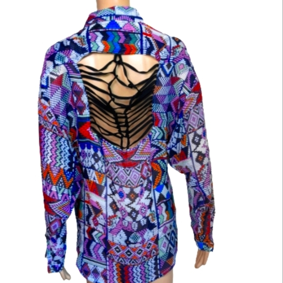 Mara Hoffman Tops - Mara Hoffman Button Down Silk Cutout Blouse Small